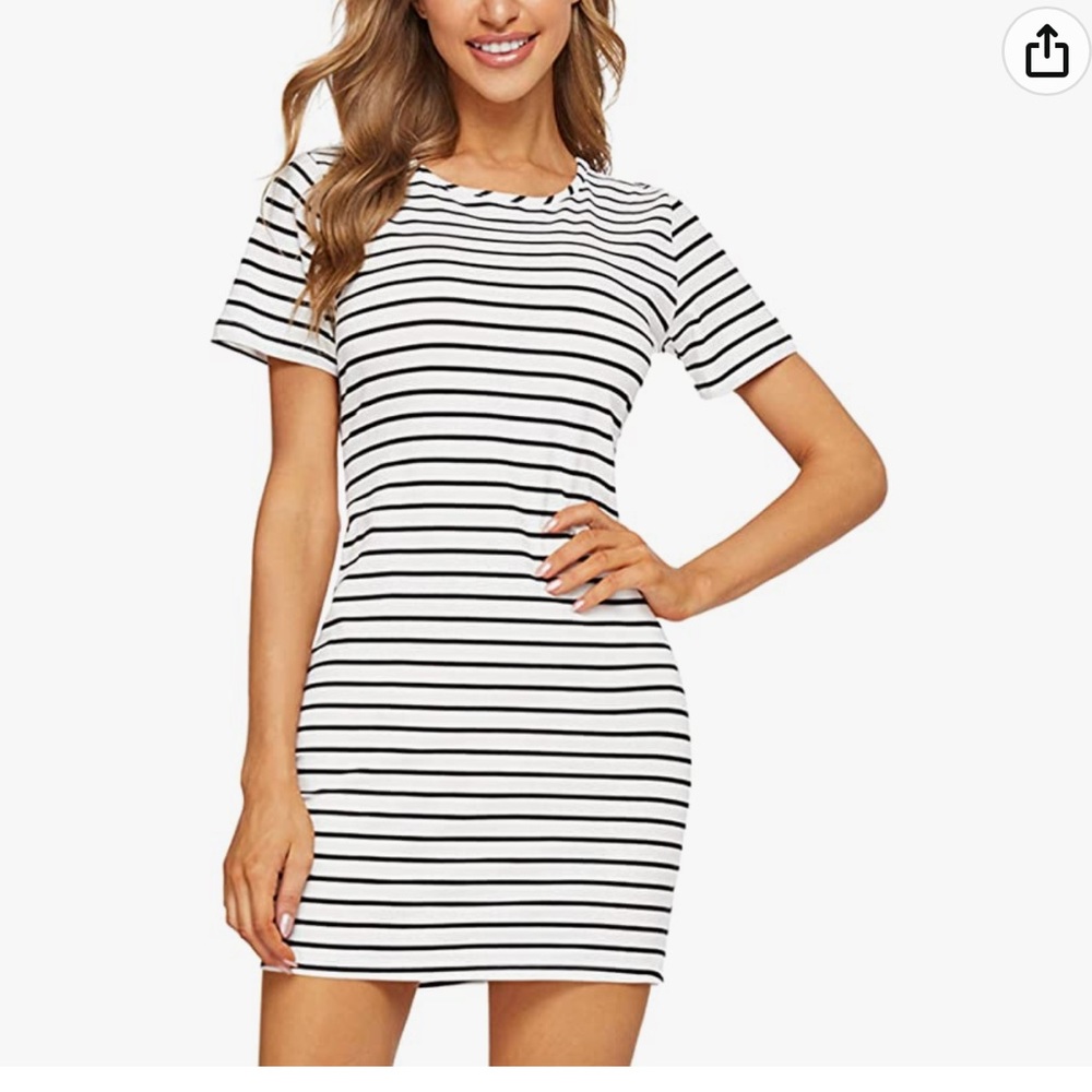 Women’s casual short sleeve tshirt striped dress - NWOT
